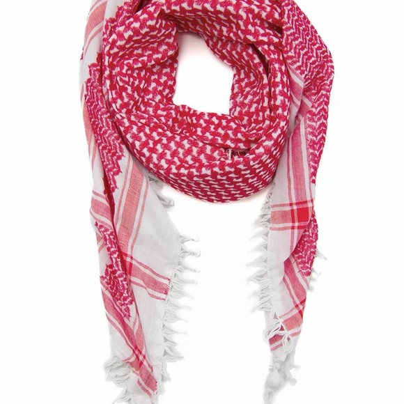 Keffiyeh thick heavy fringes Palestine Kuffiyeh Red Scarf Made in Palestine - Picture 2 of 2